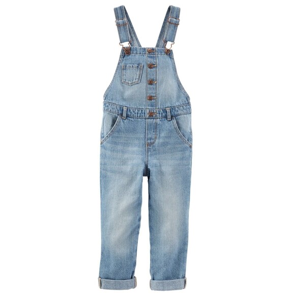 OSHKOSH B'GOSH Overalls Denim Pants Girl Youth Size 6X Blue Cropped Capri Length - Picture 2 of 8